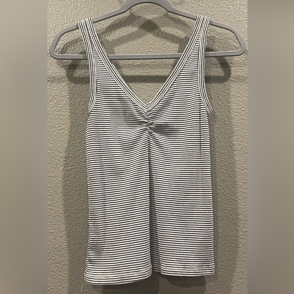 BKE White & Black Striped Tank Top